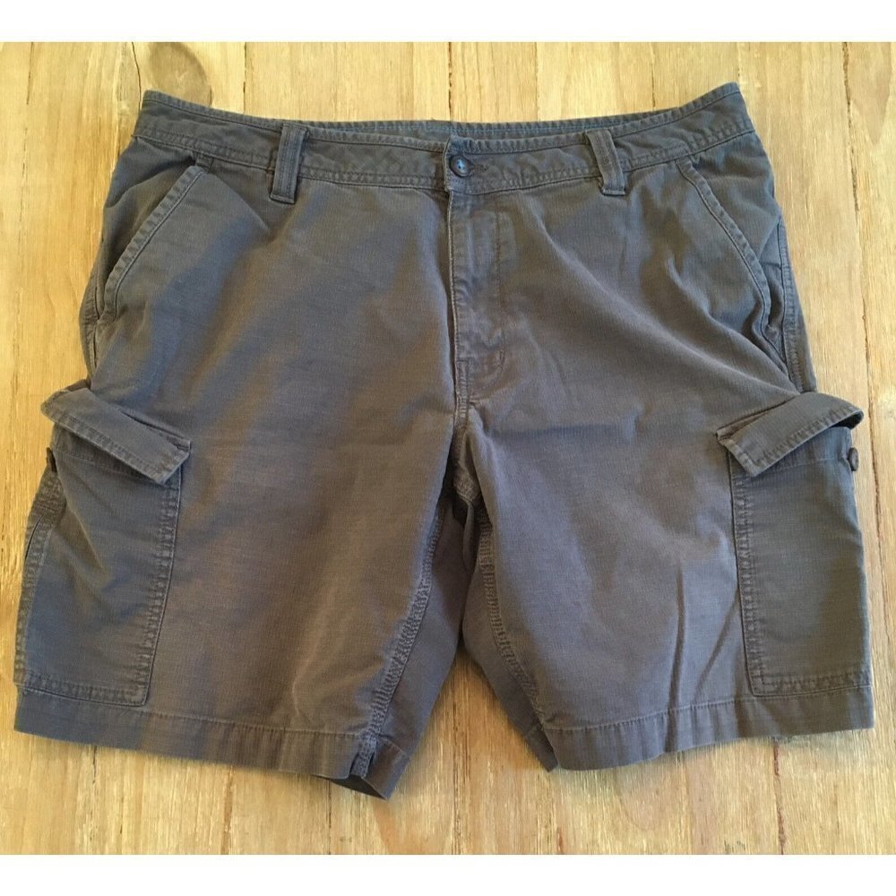 The North Face Mens W36 Hiking Cargo Shorts Textured Gray Cotton Sorona Triexta